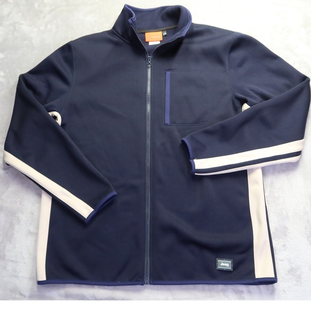 Jeep Men's Blue Full Zip Track Jacket L 4X4 Rubicon Wrangler Gladiator Trail - Picture 1 of 7